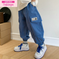 七斓儿童克莱因蓝工装裤男童裤子防蚊裤夏季薄款春秋童装束脚裤
