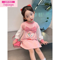 七斓童装拼接卫衣裙儿童洋气连衣裙宝宝中长款上衣女童2022春秋装新款