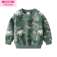 七斓儿童卫衣2022秋款洋帅气迷彩绿长袖时尚外套男童卡通套头上衣