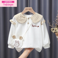 七斓女童宽松套头宝宝春秋款上衣小童休闲卫衣纯色小包包卫衣薄款长袖