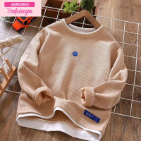 七斓男童卫衣男孩中大童炸街假两件上衣儿童2022春秋季宽松华夫格长袖