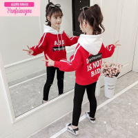 七斓女童连帽卫衣2021春秋新款小女孩洋气上衣中大儿童学生休闲运动服