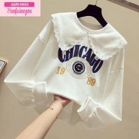 七斓女童卫衣春秋中大童宽松花边领加绒长袖上衣儿童冬新款洋气韩版潮