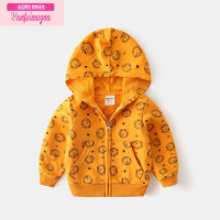 七斓儿童卫衣韩版童装男童卡通风满印连帽拉链衫女宝宝外套上衣潮