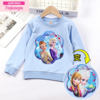 七斓女童卫衣2022新款儿童爱莎公主亮片变色上衣大童宝贝春秋洋气秋装