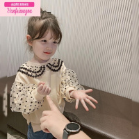 七斓童装2022新款儿童蕾丝卫衣宝宝秋装洋气女童娃娃领春秋长袖上衣潮