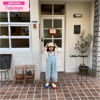 七斓自制款 韩范文艺佛系灯笼款做旧风牛仔背带裤子 男孩女孩中性童装