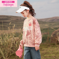 七斓女大童中国风小熊卫衣2022新款女童春秋季国潮儿童中大童秋装上衣