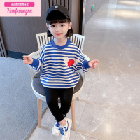 七斓女童秋装卫衣2022新款儿童洋气套头长袖上衣童装条纹宝宝时髦衣服