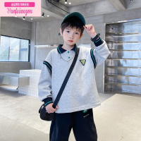七斓男童Polo衫春秋2022新款男孩秋装长袖T恤上衣潮洋气炸街儿童卫衣