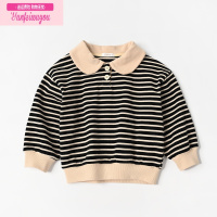七斓儿童卫衣 男童女童娃娃领条纹打底衫 中大童上衣 春秋款童装