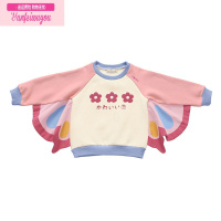 七斓儿童加绒卫衣女秋冬新款韩版洋气卡通立体蝴蝶翅膀ins网红