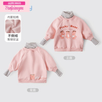 七斓女童高领卫衣1-3岁儿童秋装薄绒冬季婴儿打底衫秋冬5宝宝加绒上衣