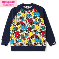 七斓伶伢记 春秋款 潮牌男女儿童装卡通猴子彩色满印套头卫衣