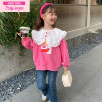 七斓女童娃娃领卫衣春秋款童装2022秋装新款宝宝韩版小童洋气儿童上衣