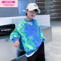 七斓男童扎染卫衣春秋2022新款潮儿童秋装长袖t恤炸街中大童T上衣洋气