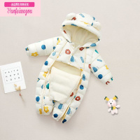 七斓婴儿连体衣冬装羽绒棉服男女宝宝加厚外出服新生爬服哈衣抱衣外套