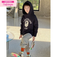 七斓熊孩子家自制秋款男女童高街猴子字母卫衣儿童连帽衫上衣潮