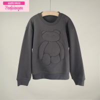 七斓童装定制22秋装新款男女童宽松可爱立体小熊卫衣休闲上衣
