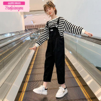 七斓女童背带裤套装炸街牛仔裤子春秋款中大童女装新款秋装韩版潮范儿
