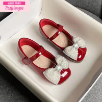 七斓女童软底公主鞋2022春秋新款蝴蝶结儿童韩版百搭皮鞋宝宝豆豆单鞋