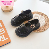 七斓女童轻熟风小皮鞋2022年春秋新款时尚圆头软皮小女生棕色公主单鞋