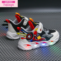 七斓男童鞋子蜘蛛侠亮灯鞋2022秋季新款儿童运动网鞋透气男孩潮鞋软底运动休闲鞋