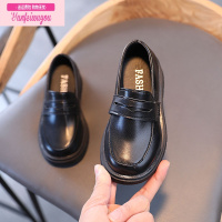 七斓男童小皮鞋2022春季新款英伦风黑色软底演出西服中大童一脚蹬单鞋