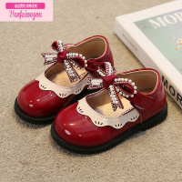 七斓女童鞋子2022新款公主鞋春秋软底亮面单鞋小童鞋子儿童红色小皮鞋