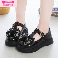 七斓女童皮鞋春秋款英伦风小女孩公主鞋蝴蝶结软底黑色小皮鞋儿童鞋子