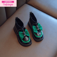 七斓女童皮鞋春秋季2022新款女宝宝短靴儿童软底袜子靴公主秋款马丁靴