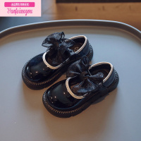 七斓女童公主鞋2022春秋新款儿童鞋子洋气小女孩小皮鞋皮面蝴蝶结单鞋