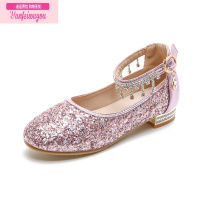 七斓2022春秋儿童高跟鞋水晶鞋钢琴表演出鞋女童皮鞋公主鞋礼服鞋