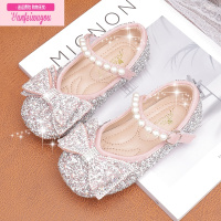 七斓女宝宝公主鞋软底2022春秋新款水钻豆豆鞋女童皮鞋儿童水晶鞋单鞋