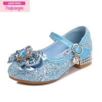 七斓爱莎公主鞋2022春季儿童高跟鞋软底女童皮鞋小女孩单鞋艾莎水晶鞋