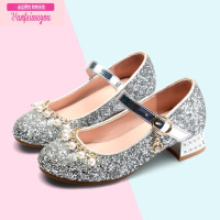 七斓女童皮鞋高跟小女孩表演水晶鞋子礼服软底演出夏季公主儿童鞋凉鞋
