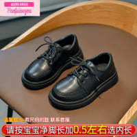 七斓男童皮鞋英伦风黑色女童鞋子2022新款演出儿童鞋花童礼服西装单鞋