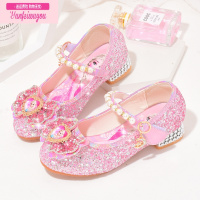 七斓女童皮鞋公主春秋季小女孩高跟鞋爱莎单鞋2022新款儿童软底水晶鞋