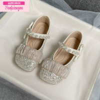 七斓水晶公主鞋女童2022秋季新款珍珠儿童鞋软底蕾丝皮鞋宝宝单鞋夏季