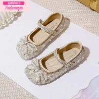 七斓女童韩版水晶公主鞋2022春秋新款单鞋亮片软底宝宝水钻鞋演出皮鞋