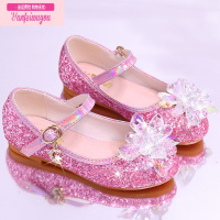 七斓儿童春秋鞋韩版女童公主裙鞋银色演出水晶鞋宝宝平跟小中大童皮鞋