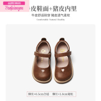 七斓女童公主鞋春女宝宝小皮鞋英伦风儿童复古棕色甜美单鞋