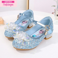 七斓女童高跟子2022小女孩皮软底爱莎公主儿童水晶艾莎春秋单