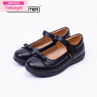 七斓buster女童黑色蝴蝶结皮鞋单鞋礼仪童鞋学生校园中大童演出鞋