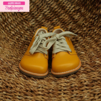 七斓IFKIDS童装儿童女童秋款中筒系带中小童防滑透气休闲皮单靴皮鞋