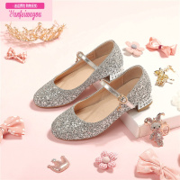 七斓公主鞋女童皮鞋2022年新款儿童高跟礼服鞋小女孩钢琴表演水晶鞋