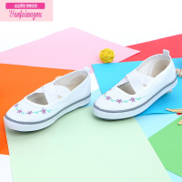 七斓舞蹈鞋幼儿园室内鞋宝宝儿童白帆布鞋演出体操女童软底学生帆布鞋儿童帆布鞋