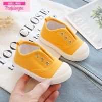 七斓儿童帆布鞋男女童饼干鞋防滑一脚蹬宝宝室内鞋软底幼儿园小白鞋秋