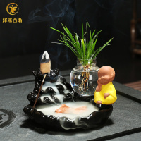 茶宠创意精品可爱小和尚倒流香炉可养茶宝茶玩茶具茶盘摆件