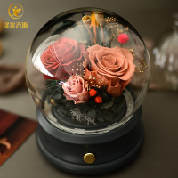 进口永生花玻璃罩蓝牙音箱响摆件灯礼品盒送妈妈母亲节520情人节